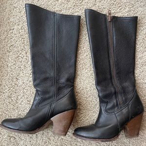 Frye Angela Side Zip Tall Boot in Black Leather
